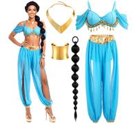 Bunnycool 6 Pcs Arabian Princess Costume Set for Women Halloween Cosplay