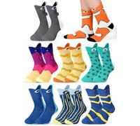 Bunnycool 8 Pairs Kids Funny Fish Socks Silly Crazy Clown Fish Shark Cotton Crew Socks Cool Christmas Gift for Boys Girls 7-10 Years Cute Color 7-10 Years, Cute color., 7-10 Jahre