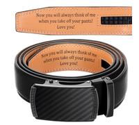 Bunnycool Engraved Mens Ratchet Belt Leather Slide Personalized Belt for Men with Buckle for Husband Birthday Wedding Gift, Black Brown, 32-38inch