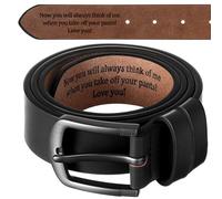 Bunnycool Mens Belt Gift Husband Personalized Belts for Men Engraved Leather Gift for Him Birthday Anniversary Wedding, Black, 38(waist36-37)