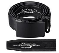 Bunnycool Mens Belt Personalized Engraved I Sucked It So Its Mine Mens Belt Leather Slide Ratchet for Husband Valentine Gift, Black, 36-42 Inch