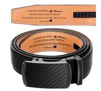 Bunnycool Mens Ratchet Belt Congrats on Being My Husband Personalized Engraved Leather Belt for Him Birthday Anniversary Gift, Black, 36-42 Inch