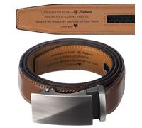 Bunnycool Mens Ratchet Belt Congrats on Being My Husband Personalized Engraved Leather Belt for Him Birthday Valentine Gift, Brown, 36-42 Inch