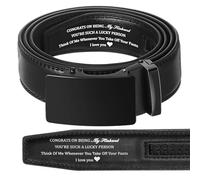Bunnycool Mens Ratchet Belt Congrats on Being My Husband Personalized Engraved Leather Belt for Him Birthday Christmas Gift, Black, 36-42 Inch
