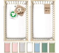Bunnyjik GOTS Organic 2x Space Saver Cot Sheets 100x50 - Obaby Mattress Sheet - Cozy & Luxurious 190GSM Organic Cotton Mini/Compact Bed Cover - Fits 100x52, 50x100, 98x52, 95x50 cm