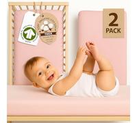Bunnyjik GOTS Organic 2x Space Saver Cot Sheets 100x50 - Obaby Mattress Sheet - Cozy & Luxurious 190GSM Organic Cotton Mini/Compact Bed Cover - Fits 100x52, 50x100, 98x52, 95x50 cm