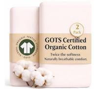 Bunnyjik GOTS Organic Crib Sheets 44x80cm, Premium Weight Luxurious Cotton 200gsm - Soft Combed Organic Cotton, GOTS Certified - 2 Pack Fitted Sheets 44 x 80 cm