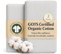 Bunnyjik GOTS Organic Crib Sheets 44x80cm, Premium Weight Luxurious Cotton 200gsm - Soft Combed Organic Cotton, GOTS Certified - 2 Pack Fitted Sheets 44 x 80 cm