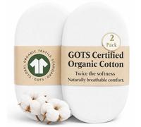 Bunnyjik Organic Baby 40 × 75.5 Fitted Sheet for Moses Basket, Pram, Oval & Rectangular Mattresses up to 40 × 80 cm, Set of 2 - GOTS-Certified Organic Cotton Cot & Next-to-Me Sheets
