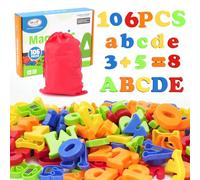 BunnyJOY Magnetic Letters and Numbers for Children, 106PCS Alphabet Fridge Magnets for Toddlers, Preschool Educational Toys, Spelling & Counting Learning Set, Magnetic Alphabet Set for Kids