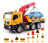 BunnyJOY Rescue Tow Truck Toy for 3 4 5 6 7 Years Old Boys, Friction Powered Vehicle, Realistic Playset Gift for Kids Girls Aged 3+