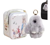 Bunnylu-lu, Bunny-Lulu Keyring In A Tin, Rabbit Pendant, Rabbit Lulu, Easter Bunny With Tin Box, Soft Rabbit Ornament