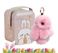 Bunnylu-lu Keychain, 15cm Plush Bunny Keychain, Bunny-Lulu Keyring In A Tin, Easter Bunny Keychain with Iron Box, Stuffed Bunny Key Charm, Soft Rabbit Keychain Purse Charm