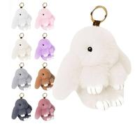 Bunnylu-lu Keychain With 8 Colors, Christmas Rabbit Bunny Lu-lu Keychain, Cute Handmade Soft Bunny Keychain for Women, Pompom Charms Bunny Keychring Plush for Bags,phones,keys Decorgifts (Beige)