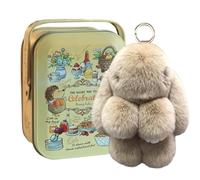 Bunnylulu Keychain, Bunny Lulu Keychain, Cute Bunny Keychain With Exquisite Box, Bunny Keychain Plush,Bunny Keychain Cute Soft Artificial fur Keychain Car Handbag Keyring (Apricot)