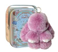 Bunnylulu Keychain, Bunny Lulu Keychain, Cute Bunny Keychain With Exquisite Box, Bunny Keychain Plush,Bunny Keychain Cute Soft Artificial fur Keychain Car Handbag Keyring (Light Purple)