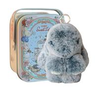 Bunnylulu Keychain With Exquisite Box - Cute Plush Bunny Lulu Soft Artificial Fur Keyring for Car and Handbag (Dark Green)