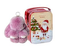 Bunnylulus Keyring In A Tin Cute Bunny Keychain For Women Keyrings & Keychains Charm Bunny Keychain Flluffy With Box, Bunny Keychain Plush For Bags,Phones,Keys
