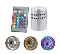 BUNRUN 3W RGB LED Wall Light Lamp Spiral Hole Luminous Lighting Sconce with Controller for KTV Bar Restaurant Decor