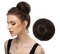 Buns Extension Drawstring Updo Donut Chignon Straight Synthetic Round Fake Ballet Bun for Women Girls Lady Dark Brown/Golden Blonde