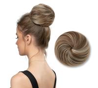 Buns Extension Drawstring Updo Donut Chignon Straight Synthetic Round Fake Ballet Bun for Women Girls Lady Dark Brown/Golden Blonde