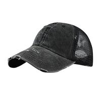 Buns Plain Cap Ponytail Visor Trucker Unisex Hat Messy Caps Guys Hats (Black, One Size)