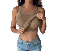 BUNSLOOM Women's Tank Top Built-in Bra Sleeveless Ribbed Racerback Fitted Casual Shirts