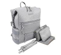 Bunso Baby Neoprene Diaper Bag Backpack (Gray),Travel Baby Bag Backpack with Padded Adjustable Straps,Large Capacity Changing Diaper Backpack, M, Neoprene