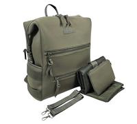 Bunso Baby Neoprene Diaper Bag Backpack (Olive Green),Travel Baby Bag Backpack with Padded Adjustable Straps,Large Capacity Changing Diaper Backpack, M, Neoprene Bag