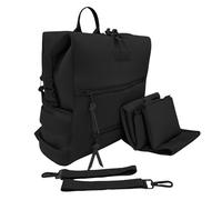 BUNSO Baby Neoprene Diaper Bag, Minimalist Backpack Diaper Bag with Pouch, Changing Pad, and Stroller Straps, Water Resistant and Lightweight Dad Diaper Bag, Diaper Bag Backpack, Black