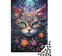 Bunte Katze mit großen Augen, 1000-teiliges Puzzle, Weihnachtsgeschenke, Papierpuzzle für Teenager, lustiges Puzzle, 1000 Teile (38 x 26 cm)