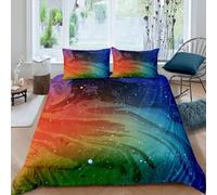 Bunte Nebel 3D-Druck Bettwäsche-Sets 155x200 Bettzeug Weiche Mikrofaser Kunst 3teilig Bettwäsche mit Leichtläufigem Reißverschluss und 2 Kissenbezüge 80x80 2174-J