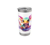 Bunter Axolotl Merch mit Farbspritzern - Süßes Tier-Merch Stainless Steel Insulated Tumbler