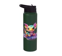 Bunter Axolotl Merch mit Farbspritzern - Süßes Tier-Merch Stainless Steel Insulated Water Bottle