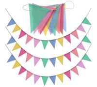 Bunting Fabric Pastel Rainbow Bunting Outdoor Waterproof for Birthday Spring Easter Classroom School Garden Festival Carnival Graduation Indoor Garlands Party Decorations 96 Flags