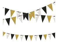 Bunting Pennant Banner Triangle Flag 30Feet, Multicolor Bunting Banner Double Sided Glitter Paper Triangle Flag for Garden Birthday Fsetival Celebration Graduation Christmas Party Decorations