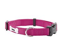 Bunty Adjustable Dog Collar Medium - Ultra Strong & Soft Nylon Fabric, Quick-Release Buckle, Steel Lead Ring - Perfect for Small Dogs, Puppy 8 Weeks On - Pink Dog Collar