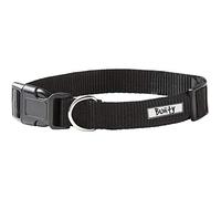 Bunty Adjustable Soft Fabric Dog Puppy Collar with Buckle and Clip for Lead - Black - Large