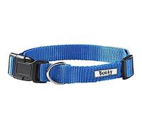 Bunty Adjustable Soft Fabric Dog Puppy Collar with Buckle and Clip for Lead - Blue - Medium