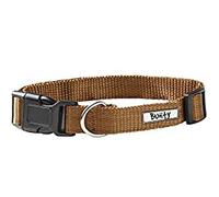 Bunty Adjustable Soft Fabric Dog Puppy Collar with Buckle and Clip for Lead - Brown - Medium
