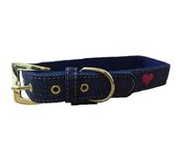 Bunty Adjustable Soft Fabric Dog Puppy Collar with Buckle and Clip for Lead - Denim - Large