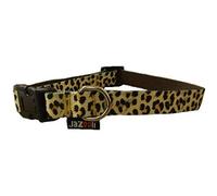 Bunty Adjustable Soft Fabric Dog Puppy Collar with Buckle and Clip for Lead - Leopard Print - Medium