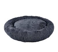 Bunty Cat & Dog Donut Bed, Large - Plush, Fluffy Fur, Machine Washable - Anxiety Relief, Calming, Non-slip Design - Perfect for Dog, Puppy & Cat - Large, Grey