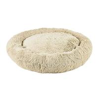 Bunty Cat & Dog Donut Bed, Large - Plush, Fluffy Fur, Machine Washable - Anxiety Relief, Calming, Non-slip Design - Perfect for Dog, Puppy & Cat - Large, Cream