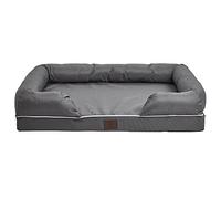 Bunty Cosy Couch Dog Bed, Large - Dog Mattress Bed, Soft Bolster Walls, Thick Foam Padding - Non-Slip Base, Washable, Removable Cover - Made in the UK - Large, Grey