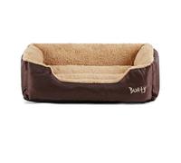 Bunty Deluxe Dog Bed - Fluffy Fleece Lining, Comfortable And Soft, Non-Slip Bottom, Washable - Medium Brown