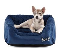 Bunty Deluxe Dog Bed - Small, Medium to XXL Calming Washable Dog Bed - Non-Slip Base, Raised Walls, Fleece Lined Interior, Plush Cushioning, Insulates & Retains Heat - Small, Blue
