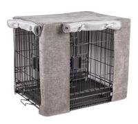 Bunty Dog Crate Cover - Premium Build Crate Training Aid - Durable, Windproof, Anxiety Relief Dog Kennel/Cage Cover, 2*Roll Up Sides, Made in UK - X-Small (19 Inch), Oatmeal