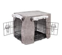 Bunty Dog Crate Cover - Premium Build Crate Training Aid - Durable, Windproof, Anxiety Relief Dog Kennel/Cage Cover, 2*Roll Up Sides, Made in UK - X-Small (19 Inch), Grey