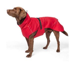Bunty Downpaw Dog Coat - Adjustable Fleece Lined Jacket With Reflective Piping - Harness Hole - For All Breeds - X-Large, Red